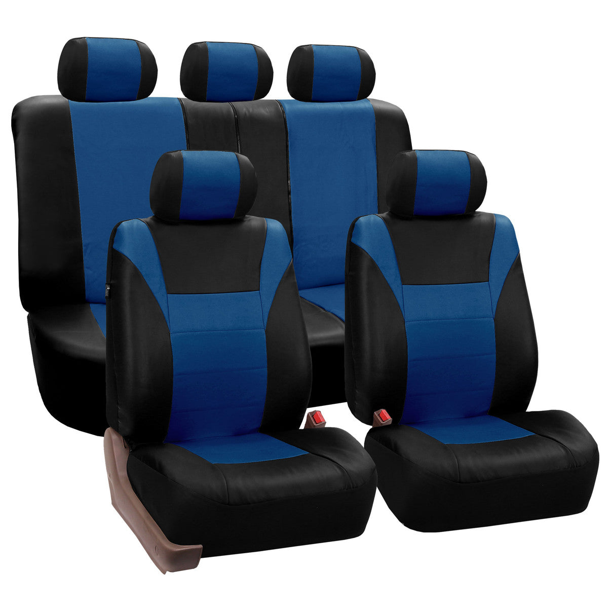Racing PU Leather Seat Covers - Full Set Blue