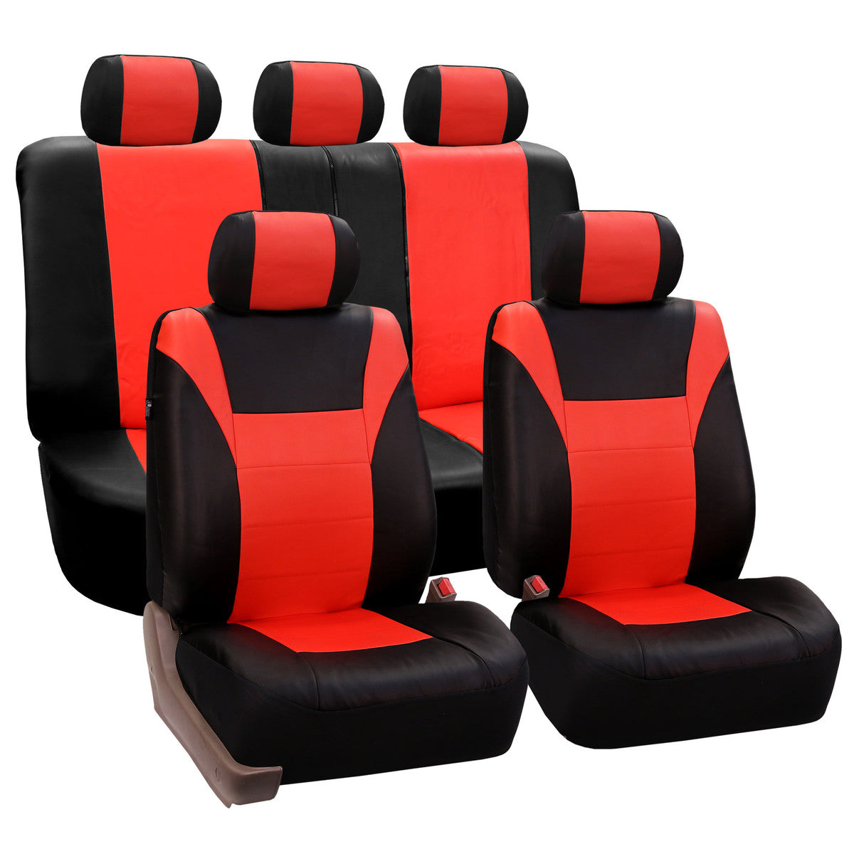 Racing PU Leather Seat Covers - Full Set Tangerine