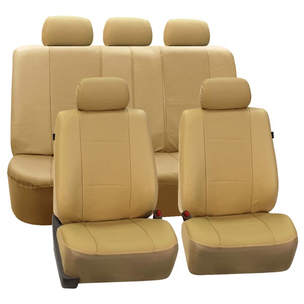 Deluxe Leatherette Seat Covers - Full Set Beige
