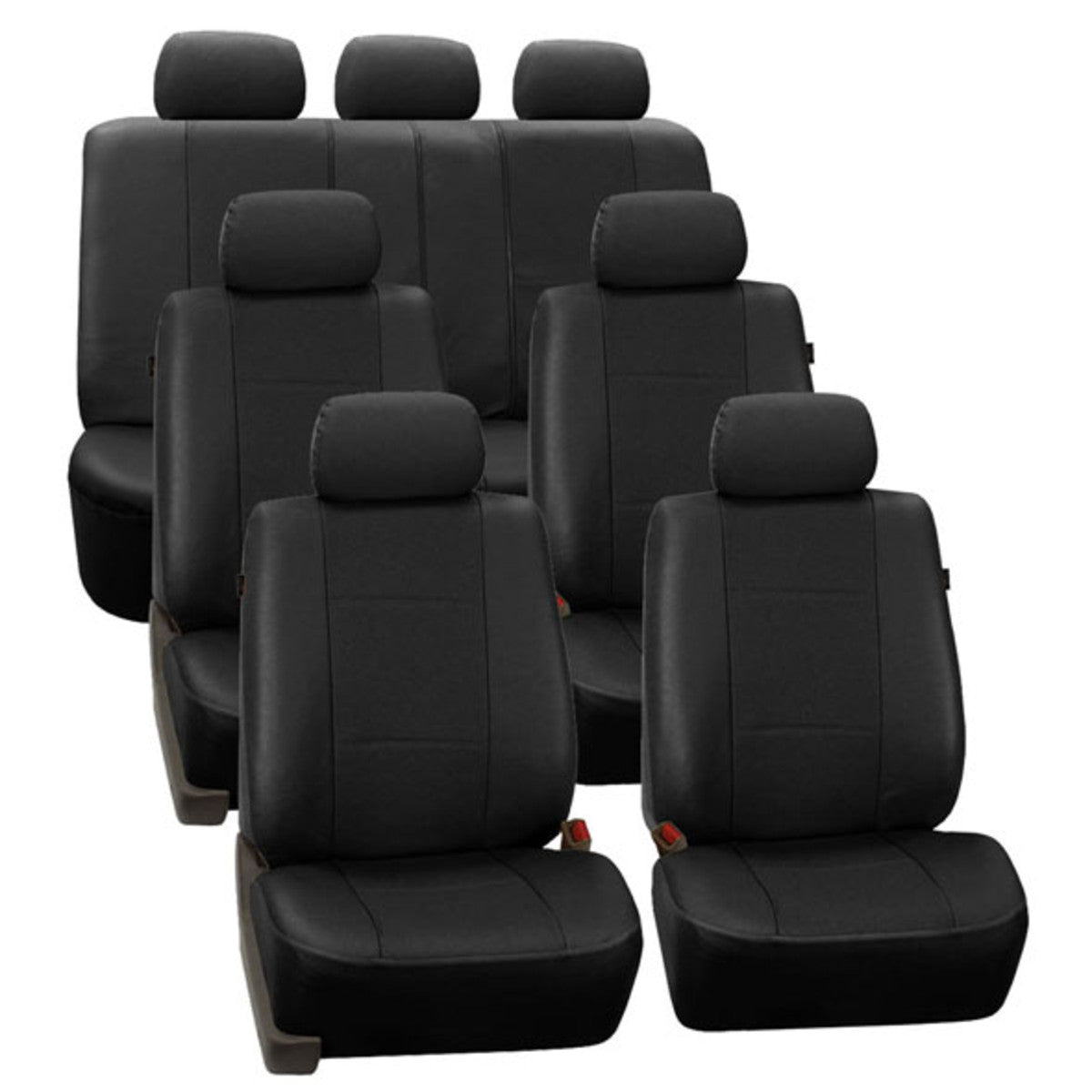 Deluxe Leatherette 3 Row Seat Covers Black