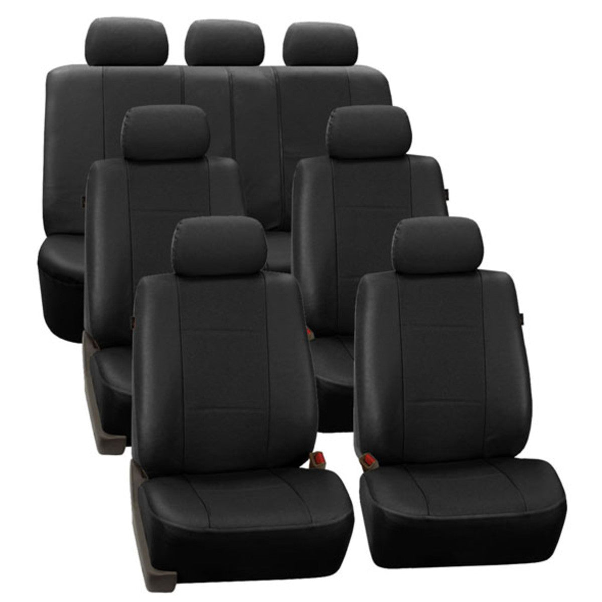 Deluxe Leatherette 3 Row 7 Seater -  Black Seat Covers