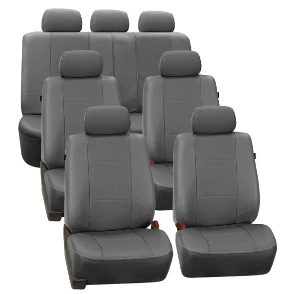 Deluxe Leatherette 3 Row Seat Covers Gray