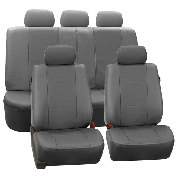 Deluxe Leatherette 3 Row Seat Covers Gray