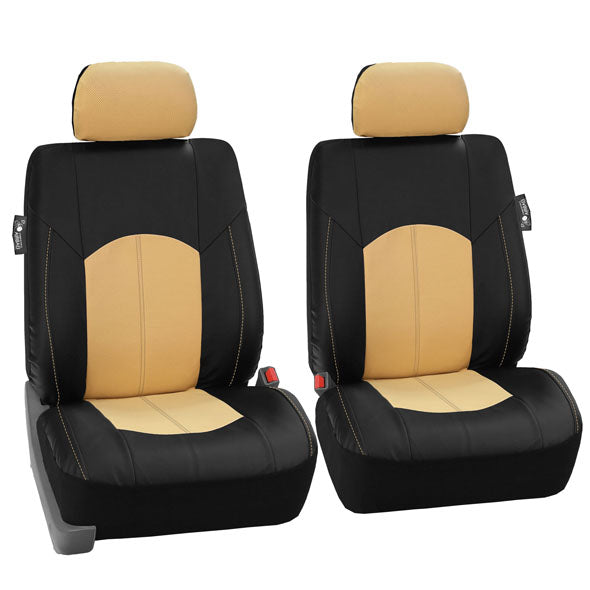 Highest Grade Faux Leather Seat Covers - Front Set Beige