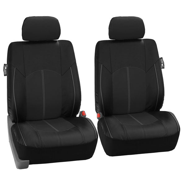Highest Grade Faux Leather Seat Covers - Front Set Black