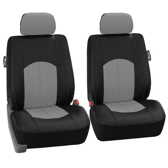 Highest Grade Faux Leather Seat Covers - Front Set Gray