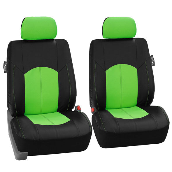 Highest Grade Faux Leather Seat Covers - Front Set Green