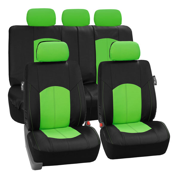 Highest Grade Faux Leather Seat Covers - Full Set Green