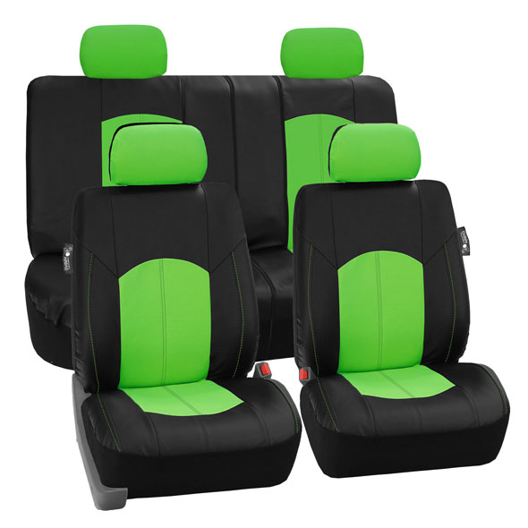 Highest Grade Faux Leather Seat Covers - Full Set Green