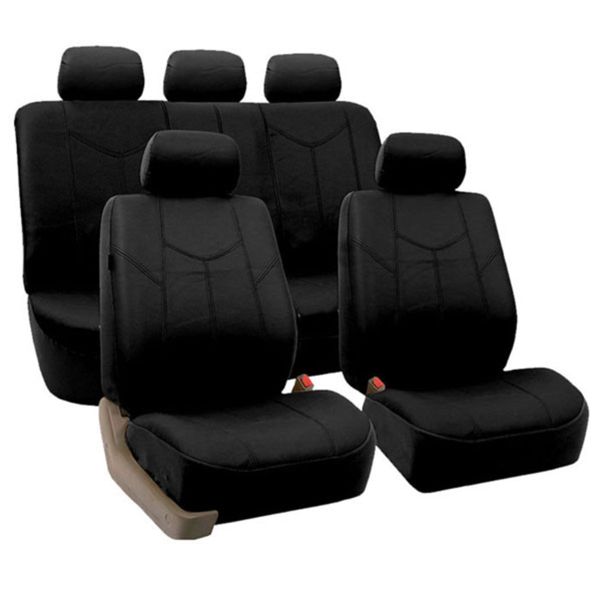 Rome PU Leather 3 Row Seat Covers Black