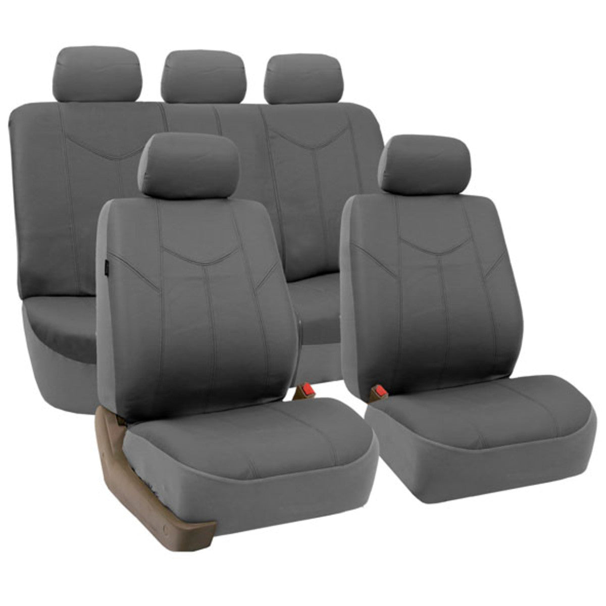 Rome PU Leather 3 Row Seat Covers Gray
