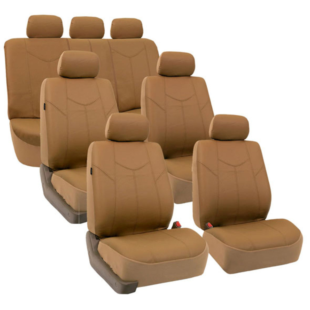 Rome PU Leather 3 Row Seat Covers Tan