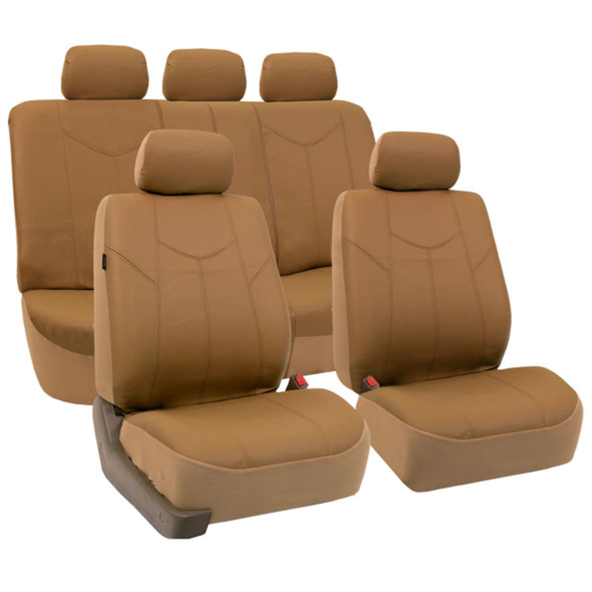 Rome PU Leather 3 Row Seat Covers Tan