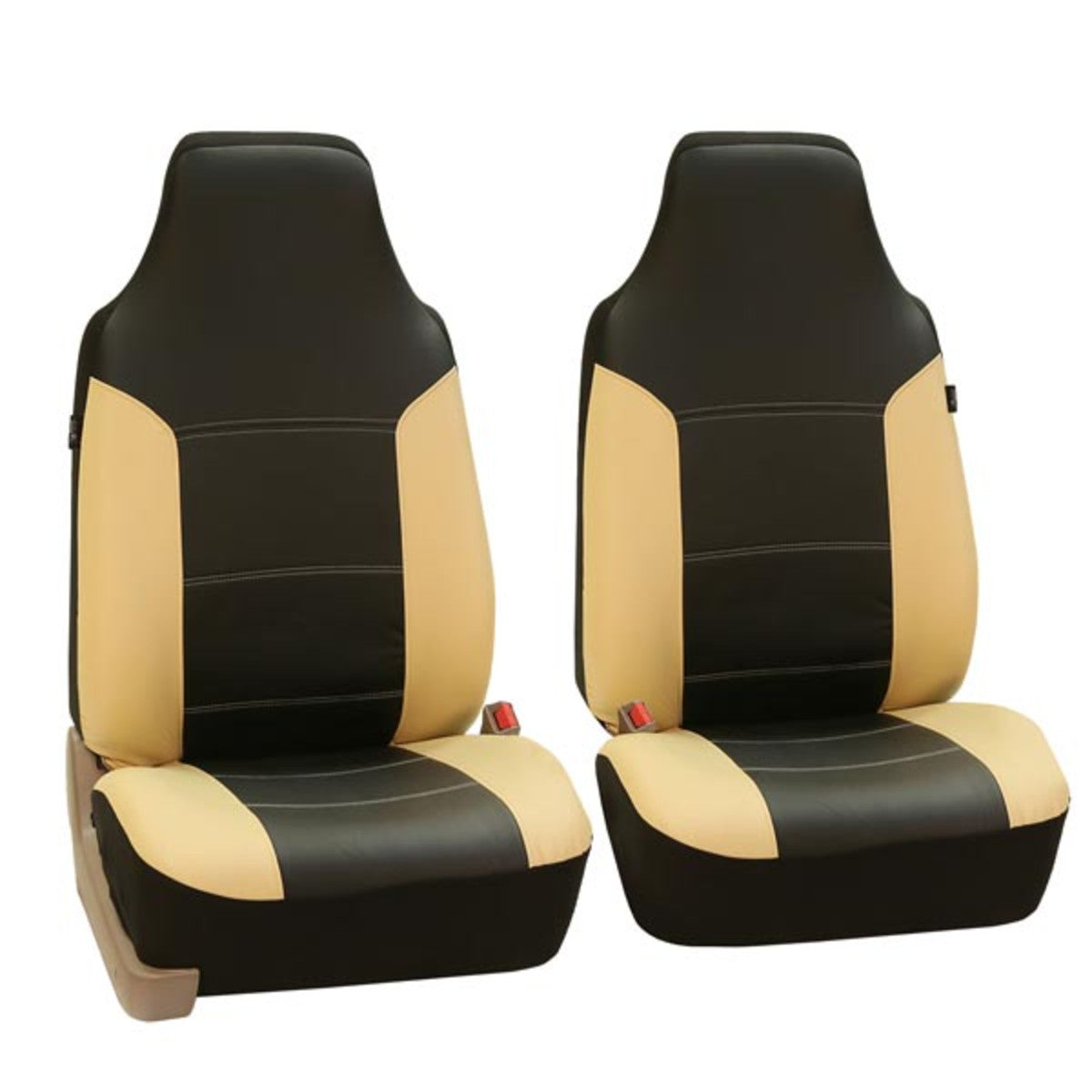 Royal PU Leather Seat Covers - Front Set Beige / Black