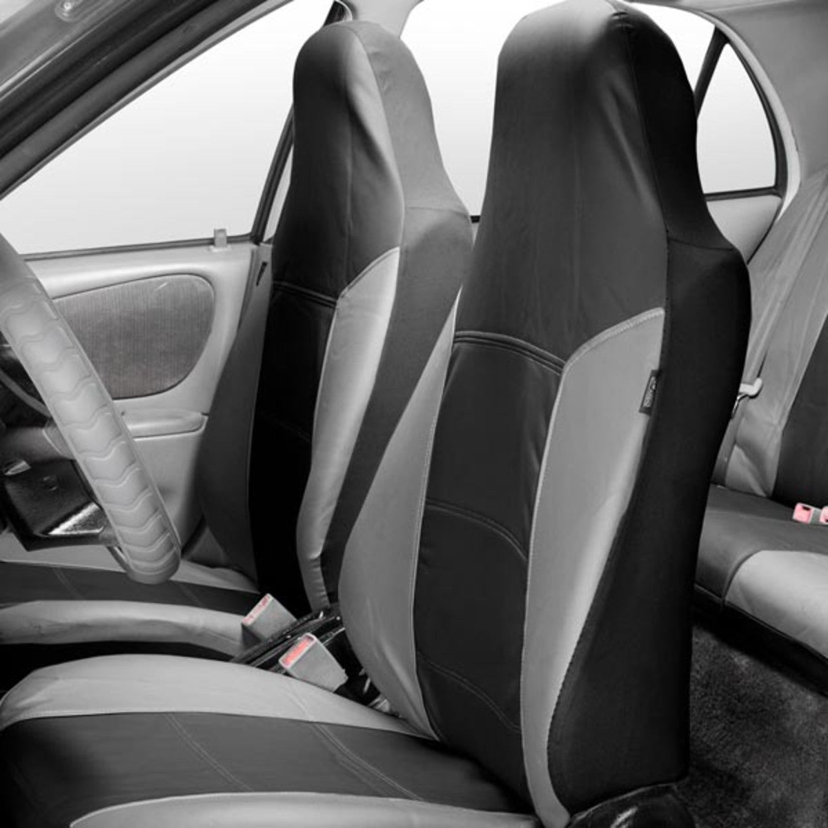 Royal PU Leather Seat Covers - Front Set Gray / Black