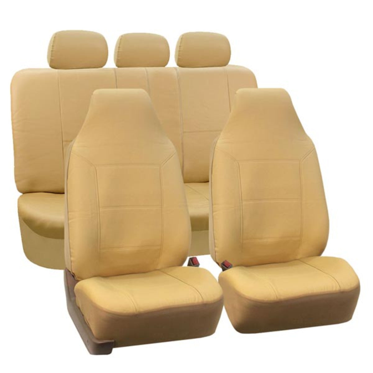 Royal PU Leather Seat Covers Full Set Beige