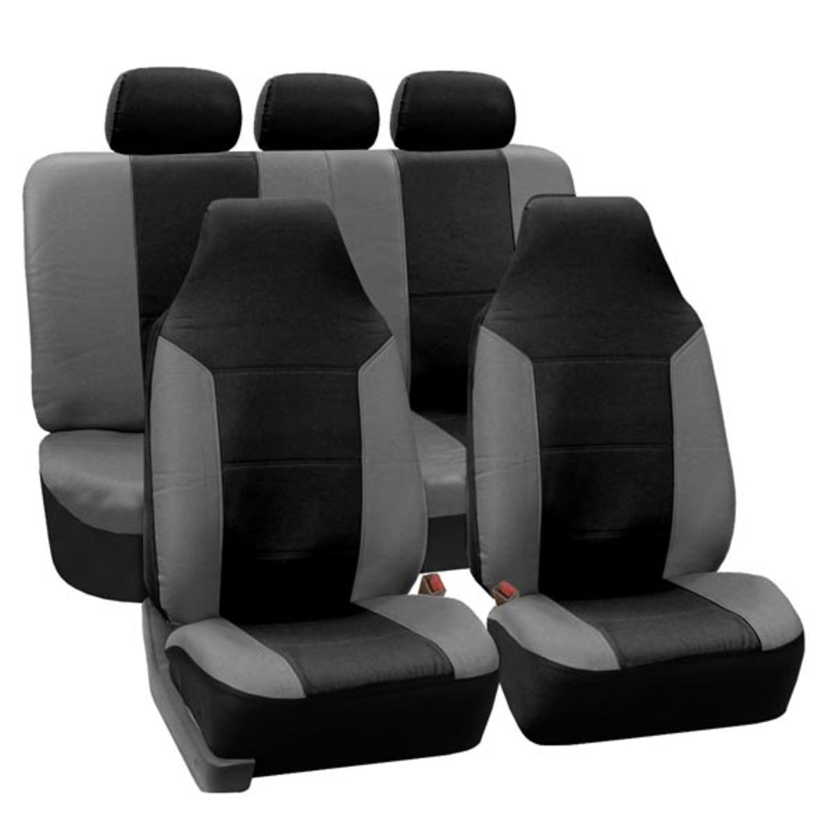 Royal PU Leather Seat Covers Full Set Gray / Black