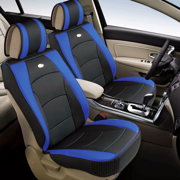 Ultra Comfort Deluxe Leatherette Seat Cushions - Front Set Blue