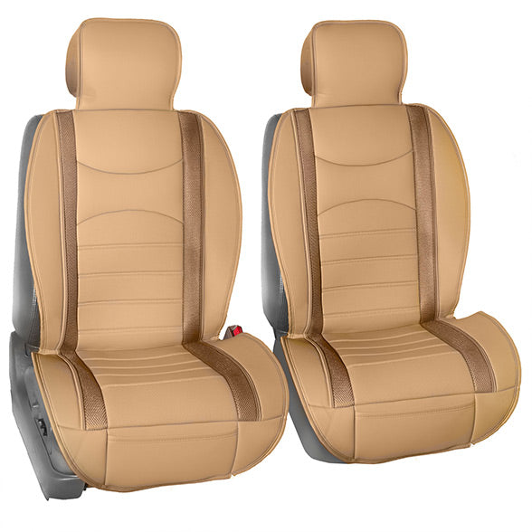 NeoBlend Leatherette Seat Cushions - Front Set Beige / Tan