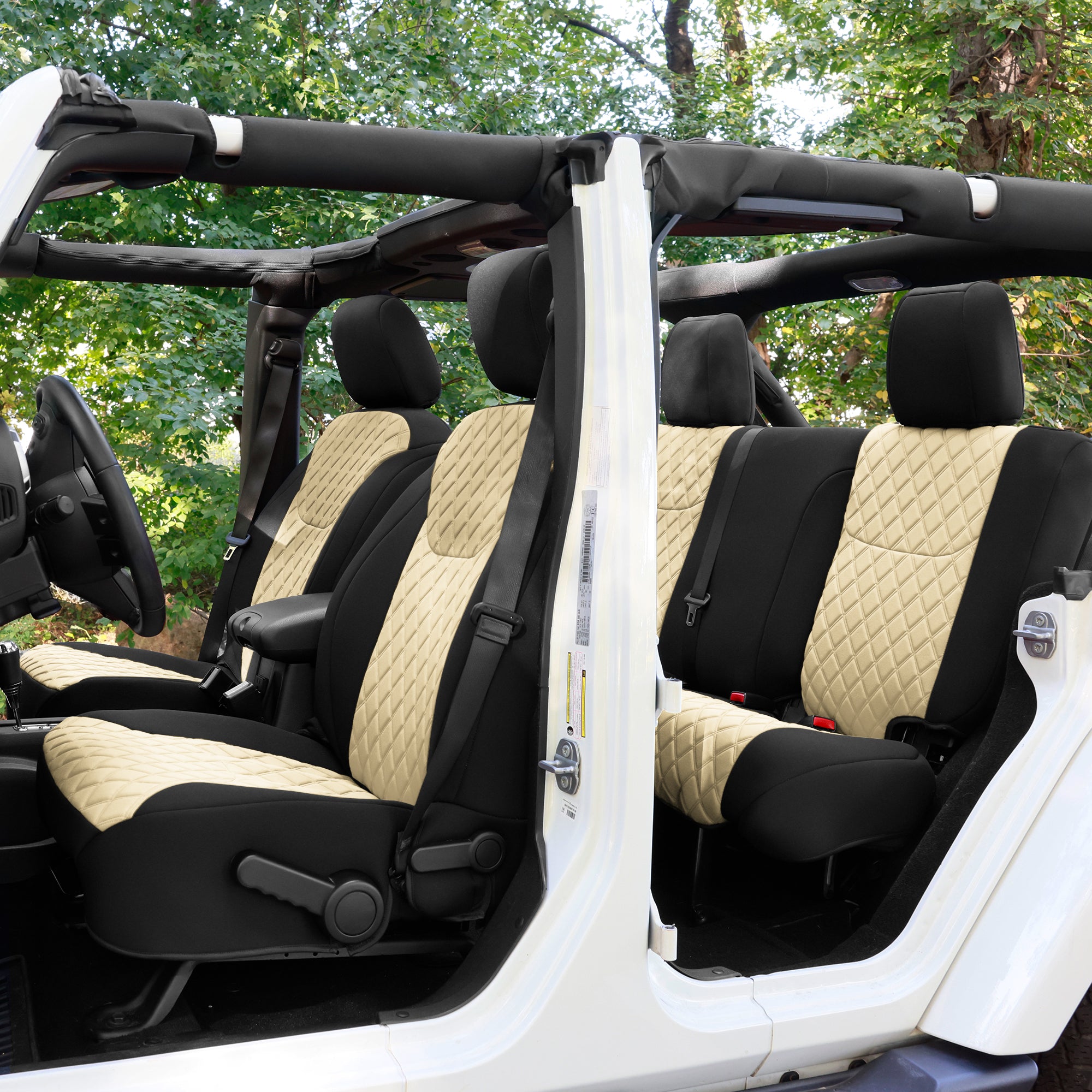 Jeep Wrangler JK 4-Door 2007-2017 -  Full Set Seat Covers - Beige Ultraflex Neoprene