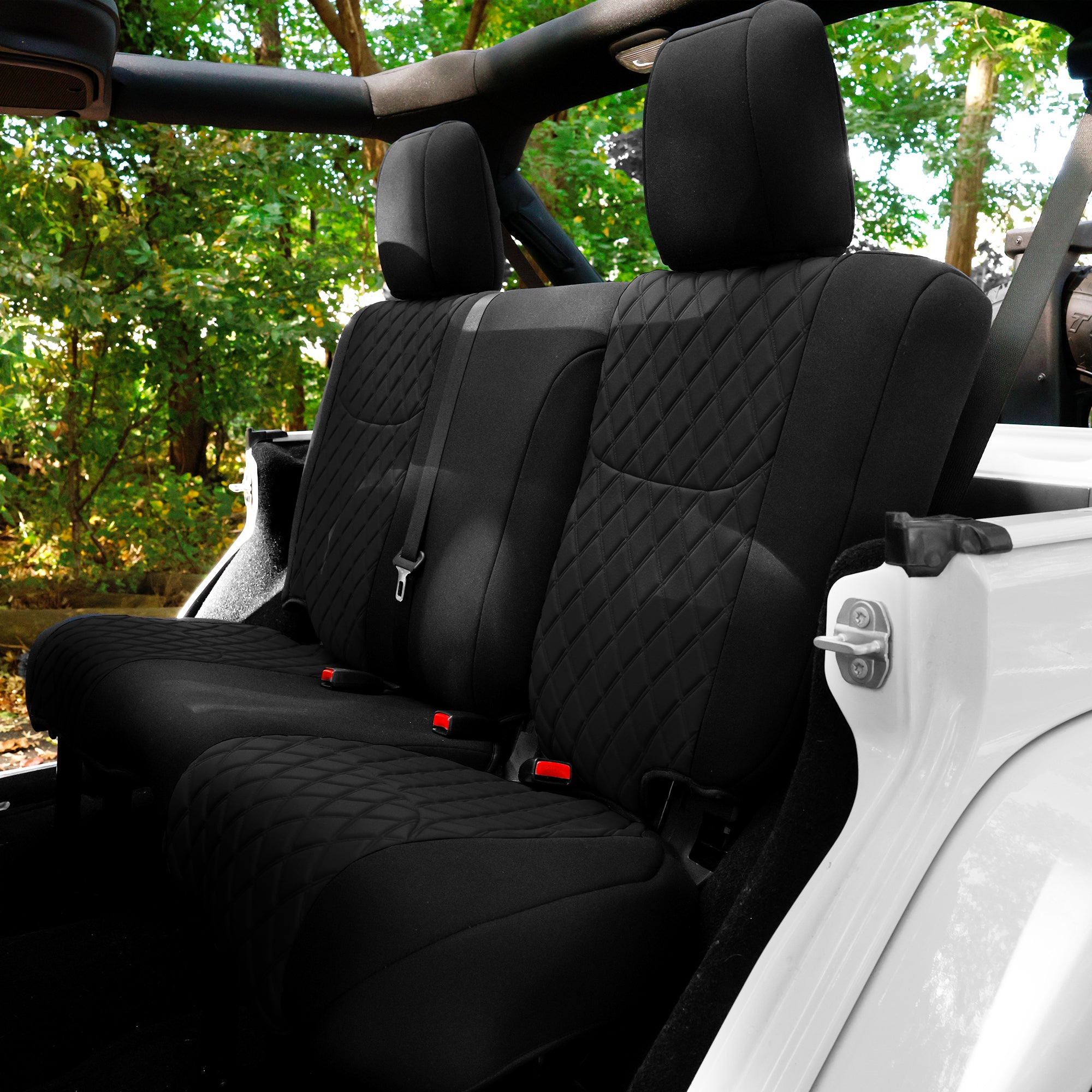 Jeep Wrangler JK 4DR 2007-2018 -  Rear Set Seat Covers - Black Ultraflex Neoprene