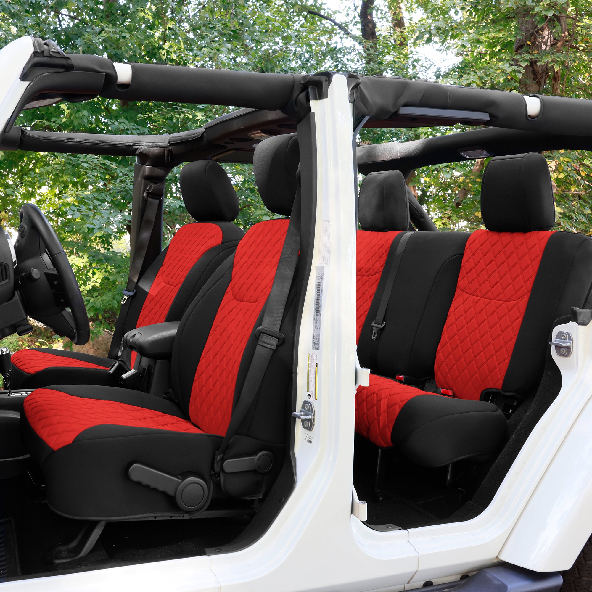 Jeep Wrangler JK 4-Door 2007-2017 -  Full Set Seat Covers - Red Ultraflex Neoprene