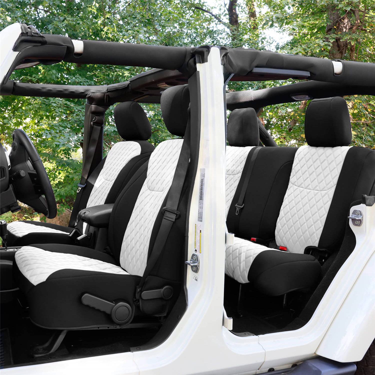 Jeep Wrangler JK 4DR 2007-2018 -  Full Set Seat Covers - White Ultraflex Neoprene