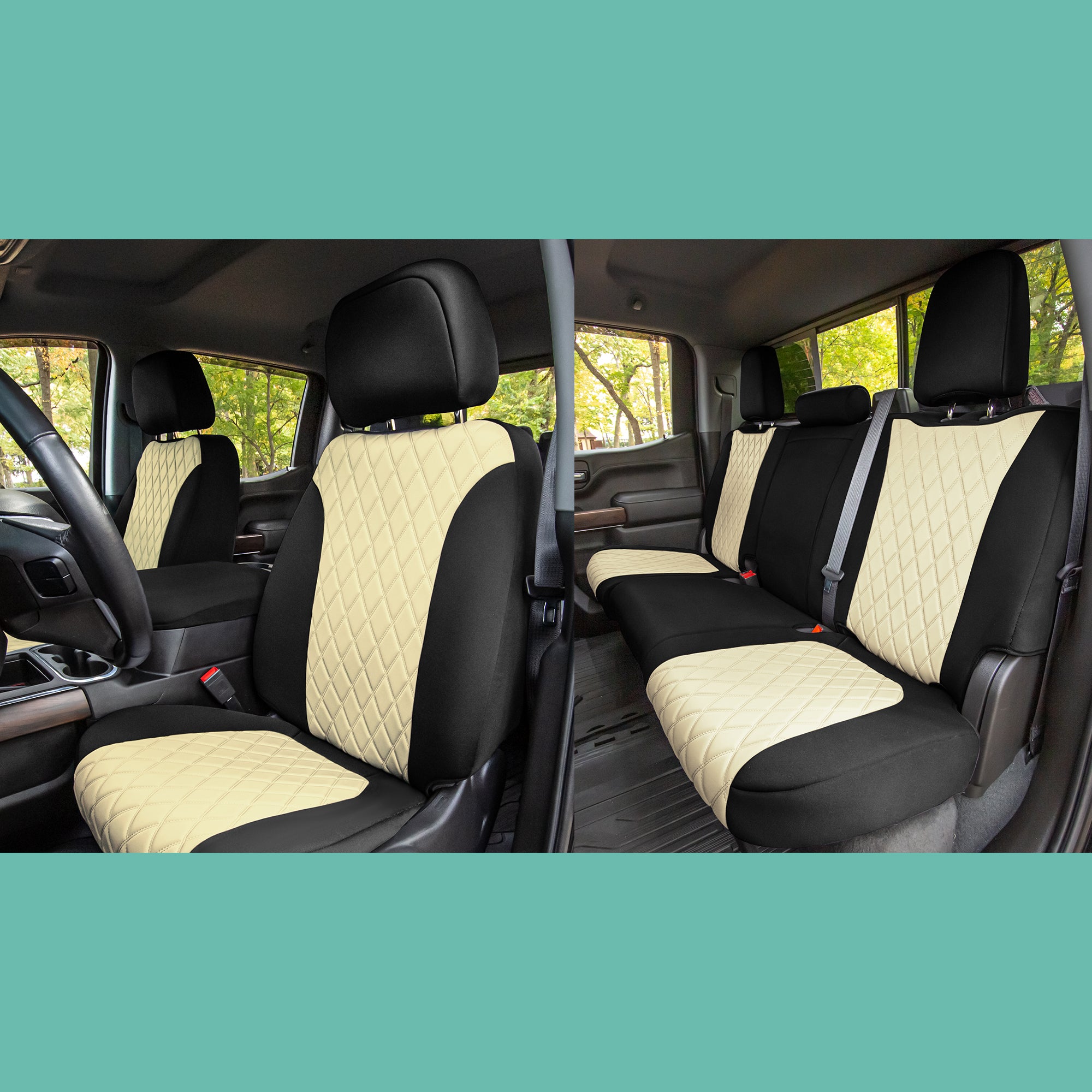 GMC Sierra 1500 2500HD 3500HD SLT | AT4 | DENALI 2019-2023 - Full Set Seat Covers - Beige Ultraflex Neoprene