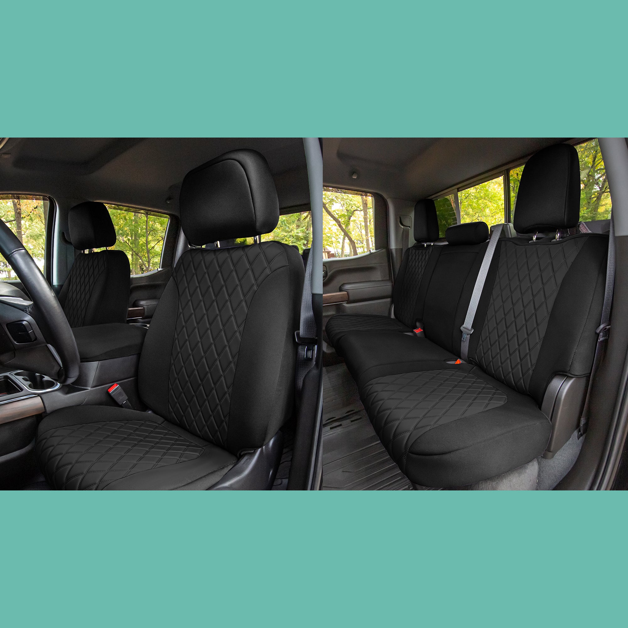 GMC Sierra 1500 2500HD 3500HD SLT | AT4 | DENALI 2019-2023 - Full Set Seat Covers - Black Ultraflex Neoprene