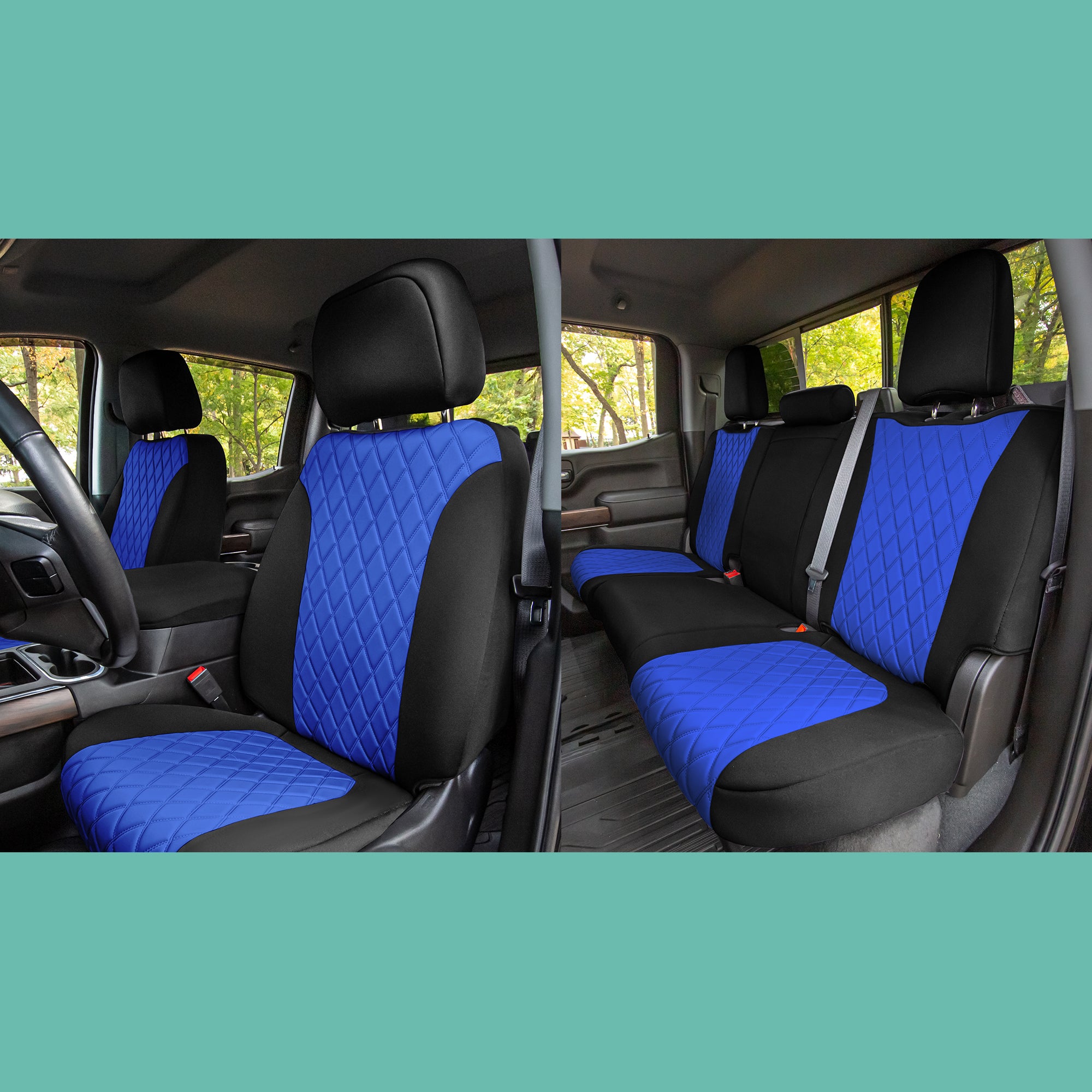 GMC Sierra 1500 2500HD 3500HD SLT | AT4 | DENALI 2019-2023 - Full Set Seat Covers - Blue Ultraflex Neoprene