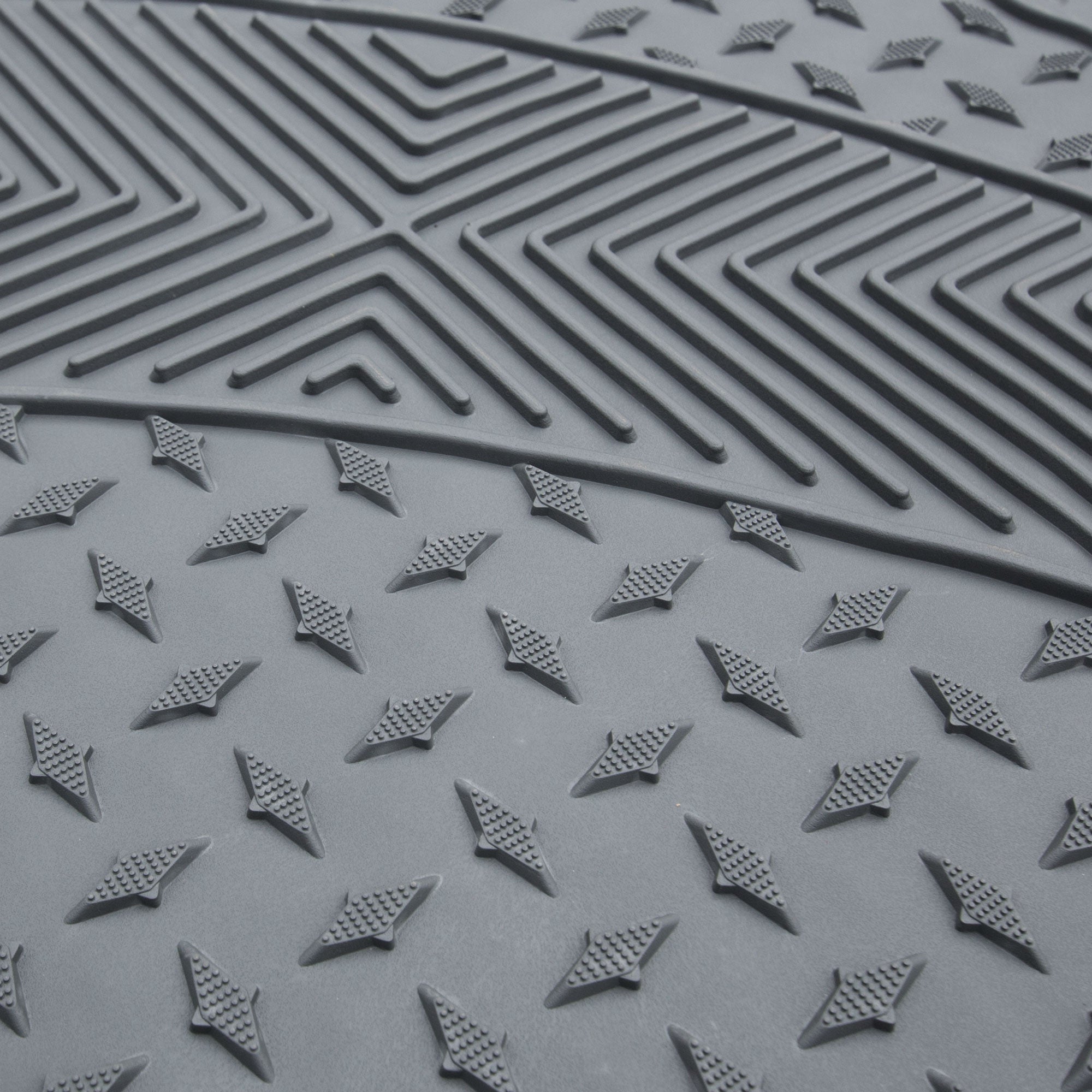 Semi-Custom ClimaProof Trimmable Non-Slip Vinyl Car Floor Mats - Full Set Gray