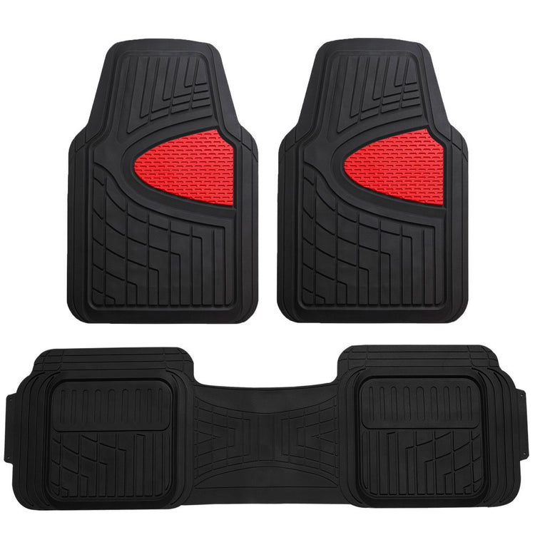FH Group Red Color-Trimmed Liners Non-Slip Car Floor Mats with