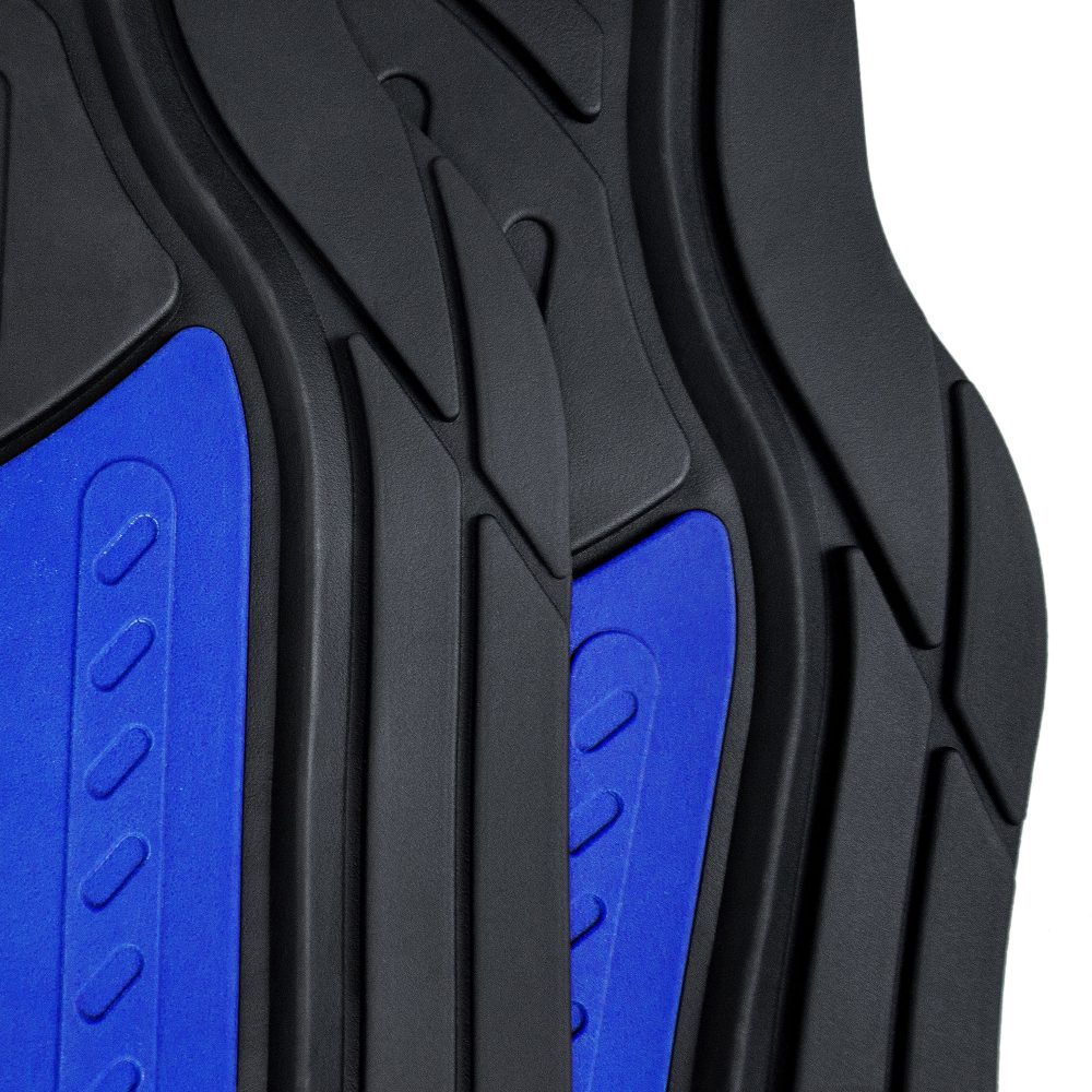 Trimmable Heavy Duty Non-Slip Rubber Floor Mats - Full Set Blue