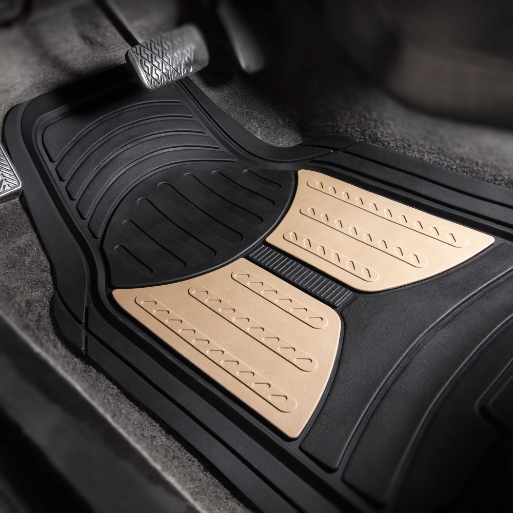 Trimmable Heavy Duty Non-Slip Rubber Floor Mats - Full Set Beige