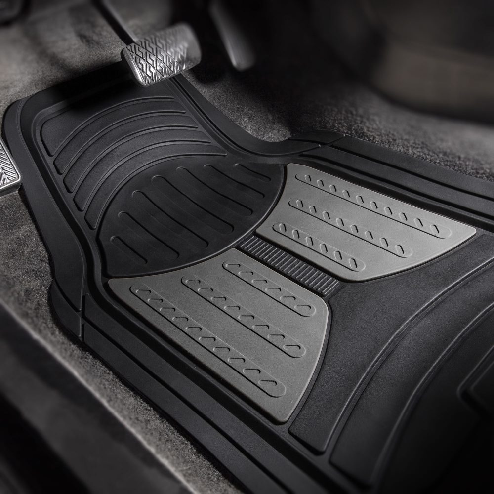 Trimmable Heavy Duty Non-Slip Rubber Floor Mats - Full Set Gray