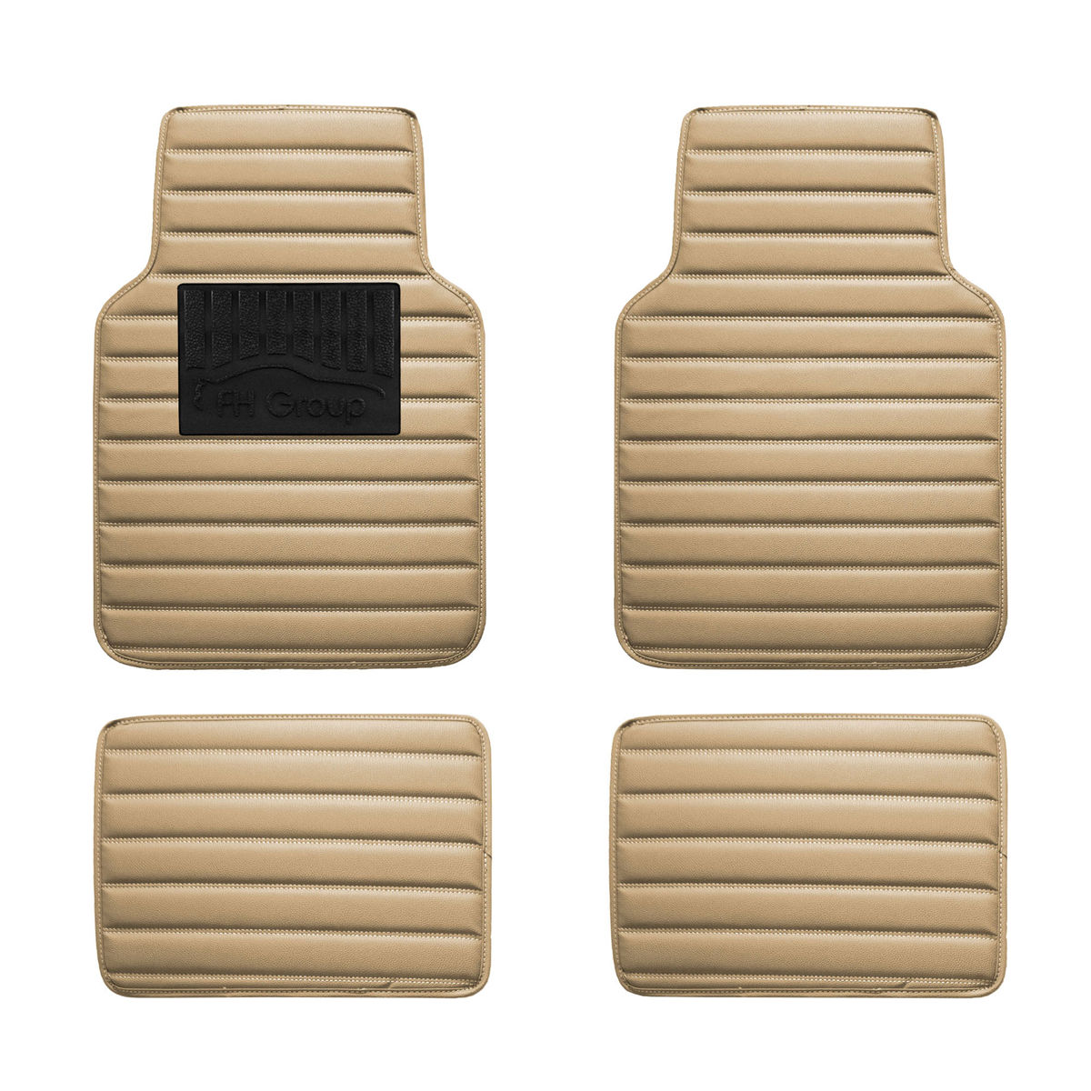 Heavy Duty Non-Slip Faux Leather Floor Mats - Full Set Beige