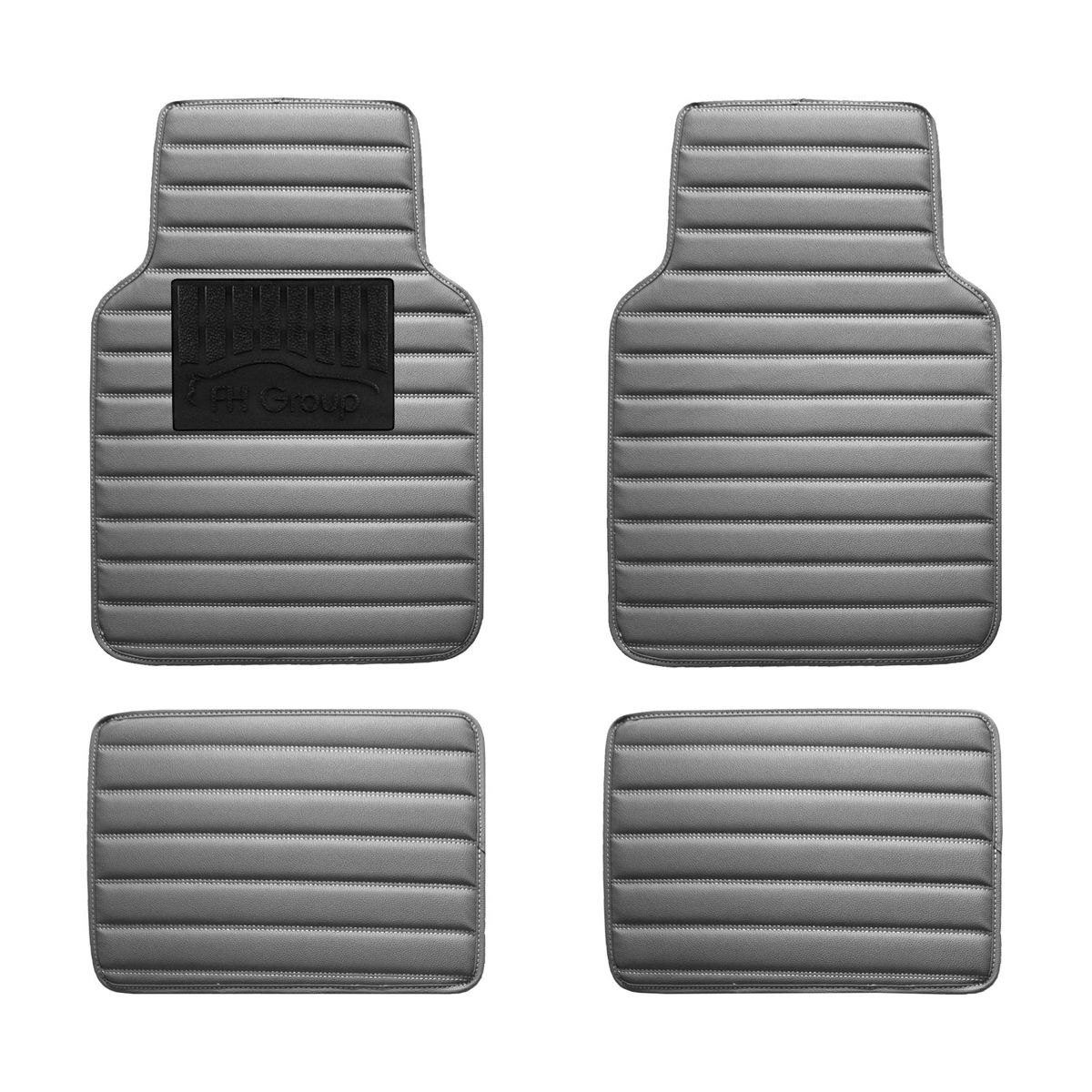Heavy Duty Non-Slip Faux Leather Floor Mats - Full Set Gray