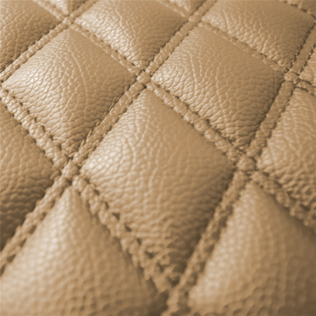 Luxury Universal Liners Heavy Duty Faux Leather Non-Slip Floor Mats Diamond Design - Full Set Beige