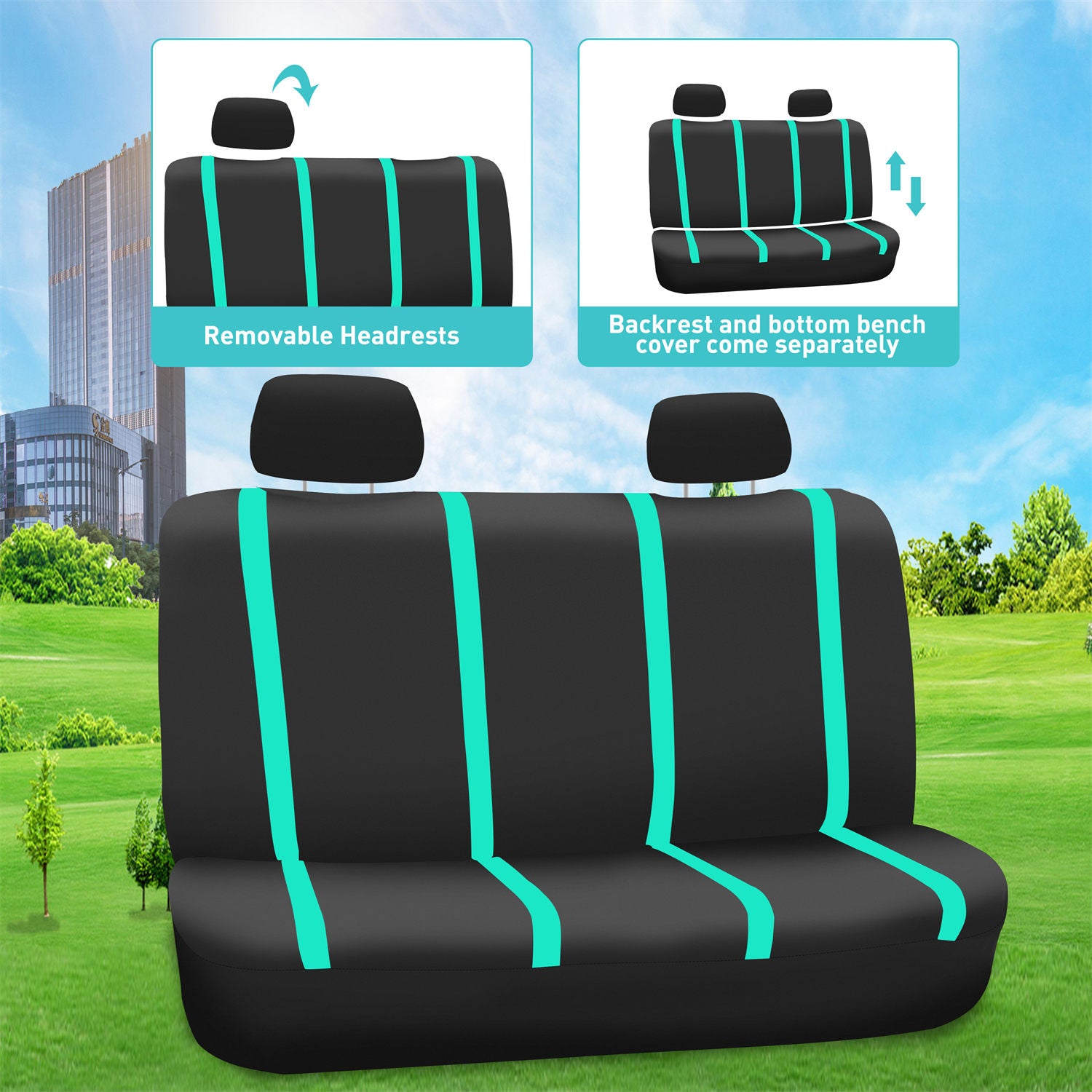 Unique Flat Cloth Seat Covers - Rear Mint