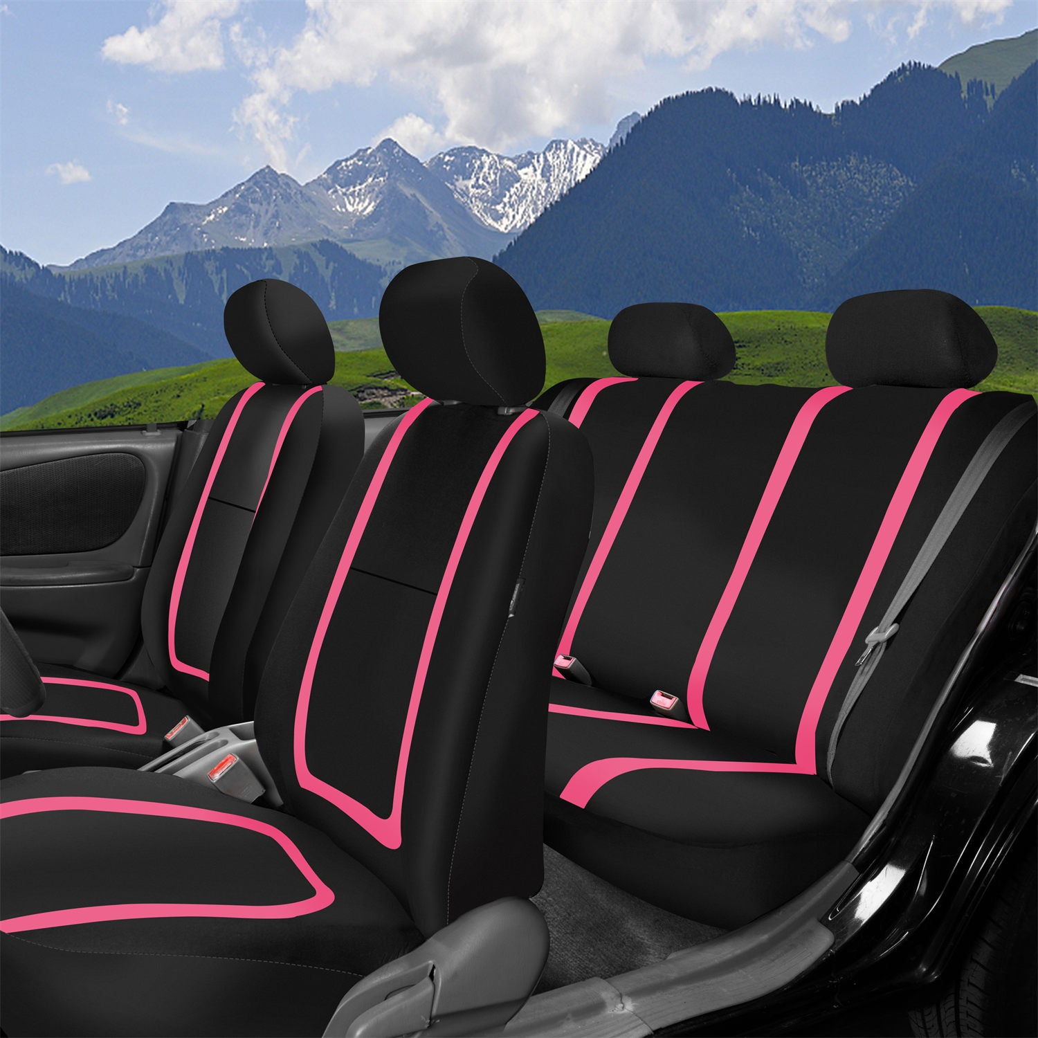 Unique Flat Cloth Seat Covers - Full Set Pink