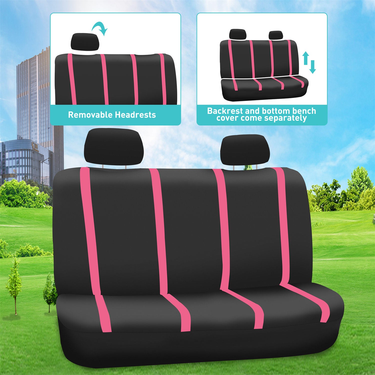 Unique Flat Cloth Seat Covers - Rear Pink