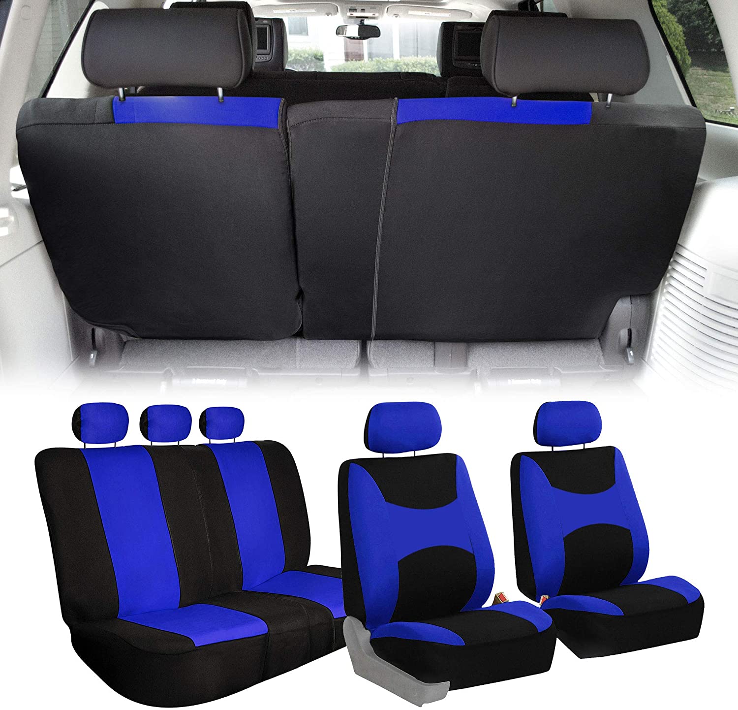 Light & Breezy Full Coverage Car Seat Covers - Full Set Blue