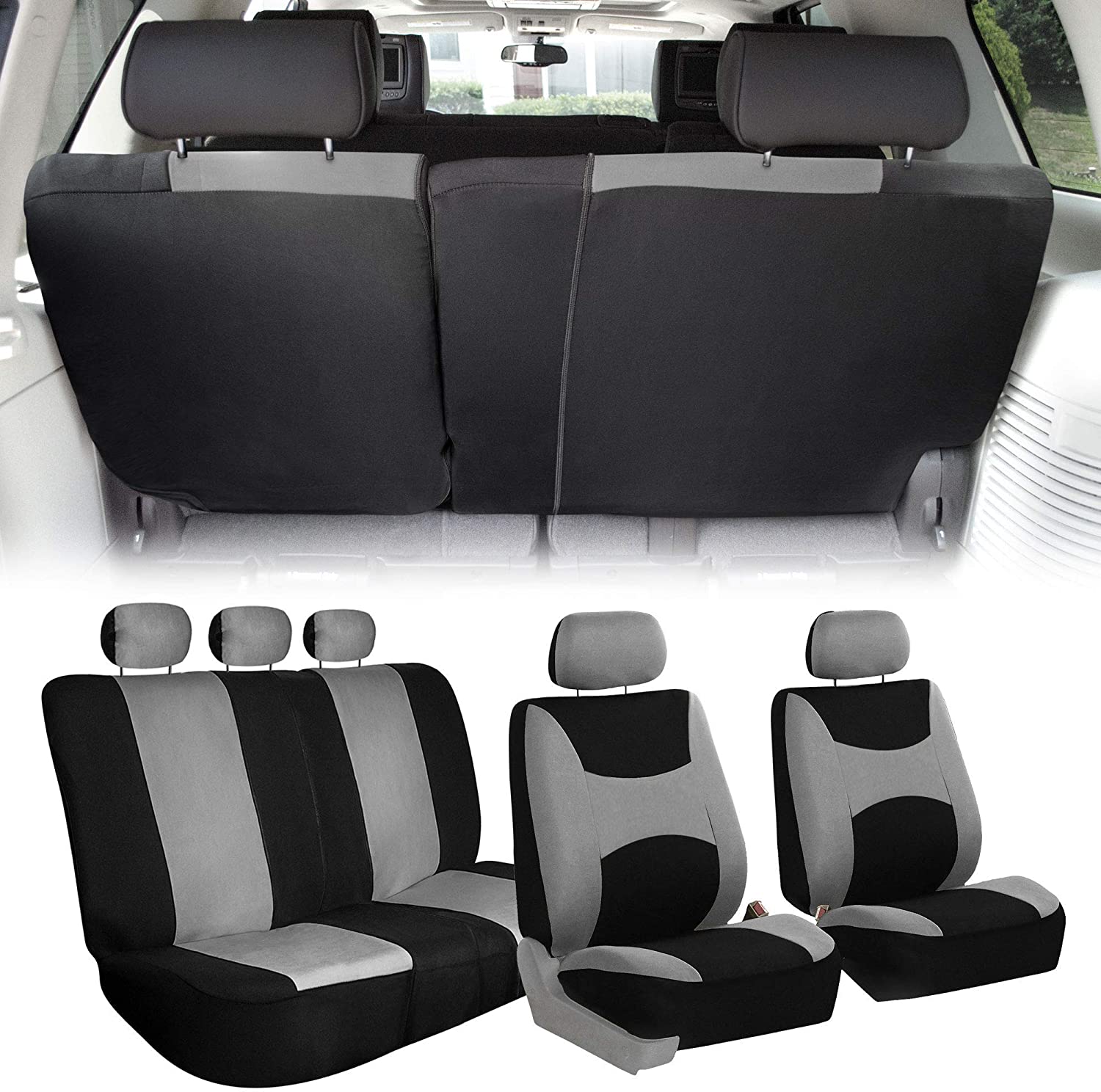 Light & Breezy Full Coverage Car Seat Covers - Full Set Gray