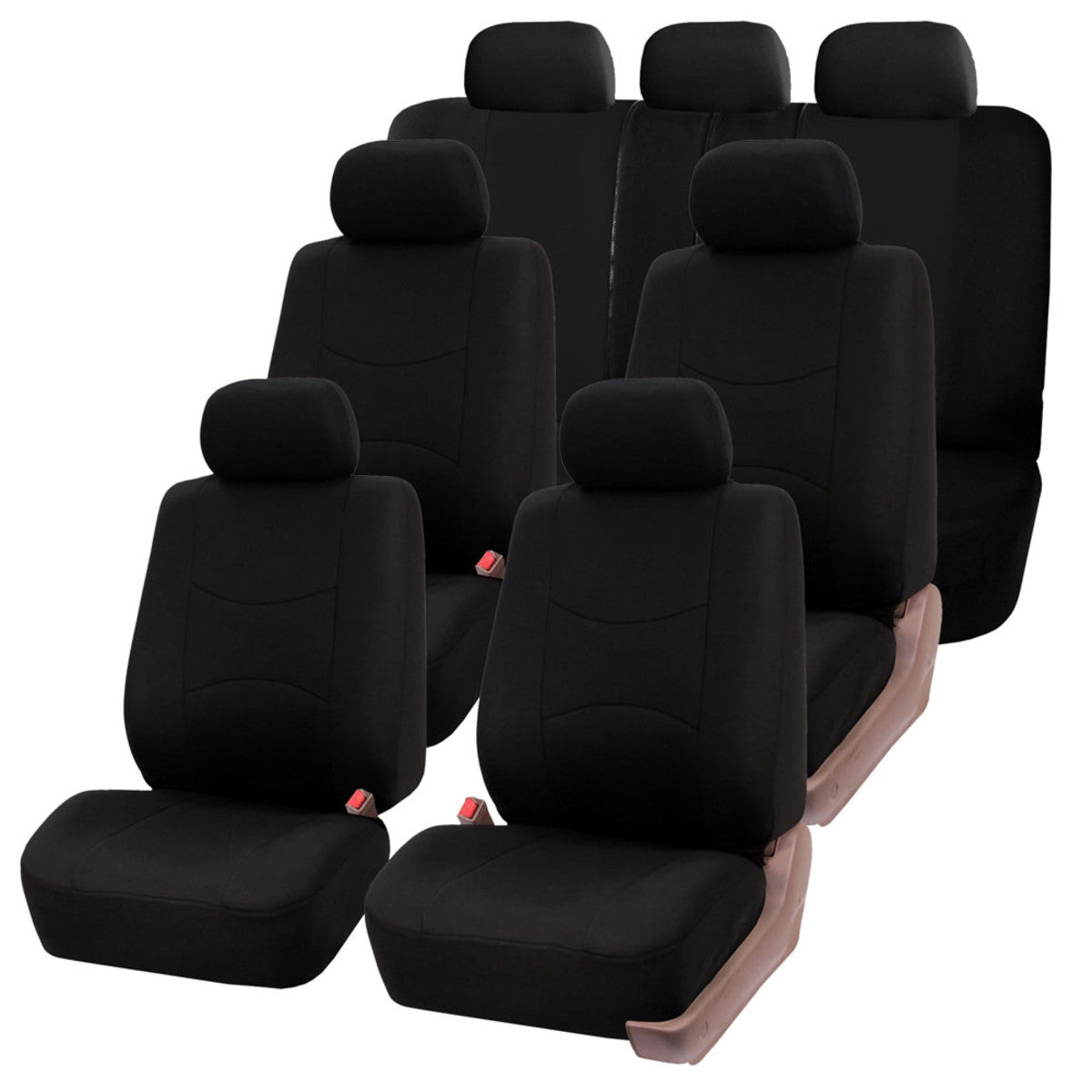 Flat Cloth Multifunctional 3 Row Seat Covers Black