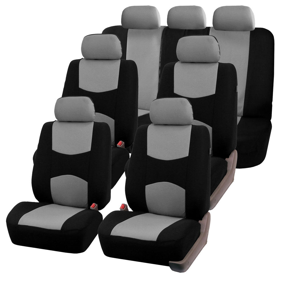 Flat Cloth Multifunctional 3 Row Seat Covers Gray
