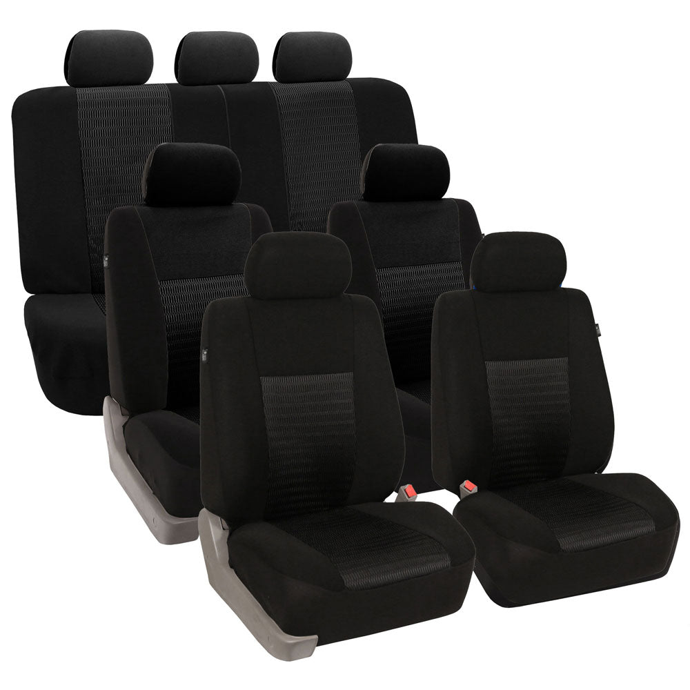 Trendy Elegance 3D Air Mesh 3 Row Seat Covers Black