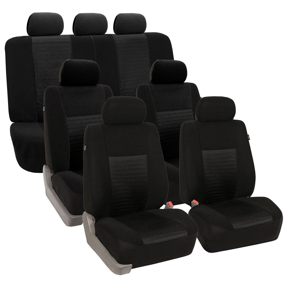 Trendy Elegance 3D Air Mesh 3 Row 7 Seater -  Black Seat Covers