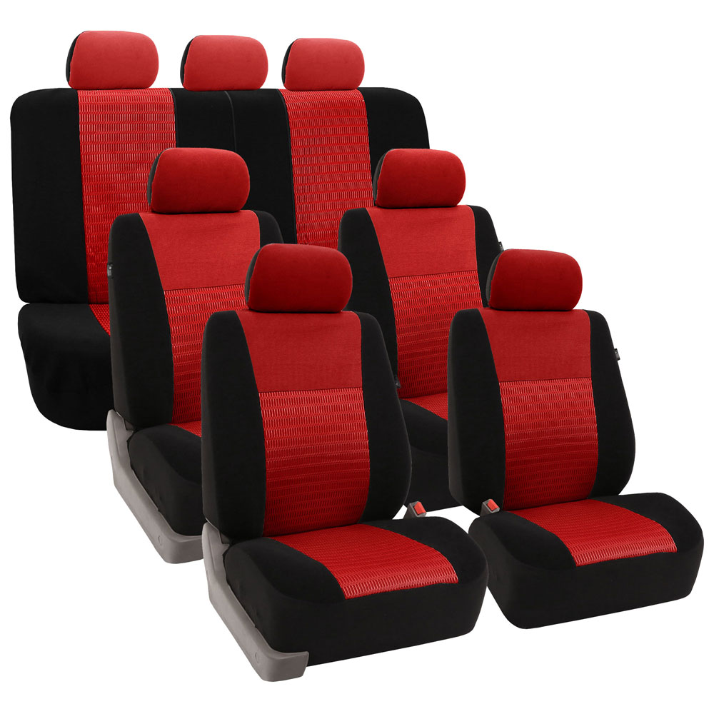 Trendy Elegance 3D Air Mesh 3 Row 7 Seater - Red Seat Covers