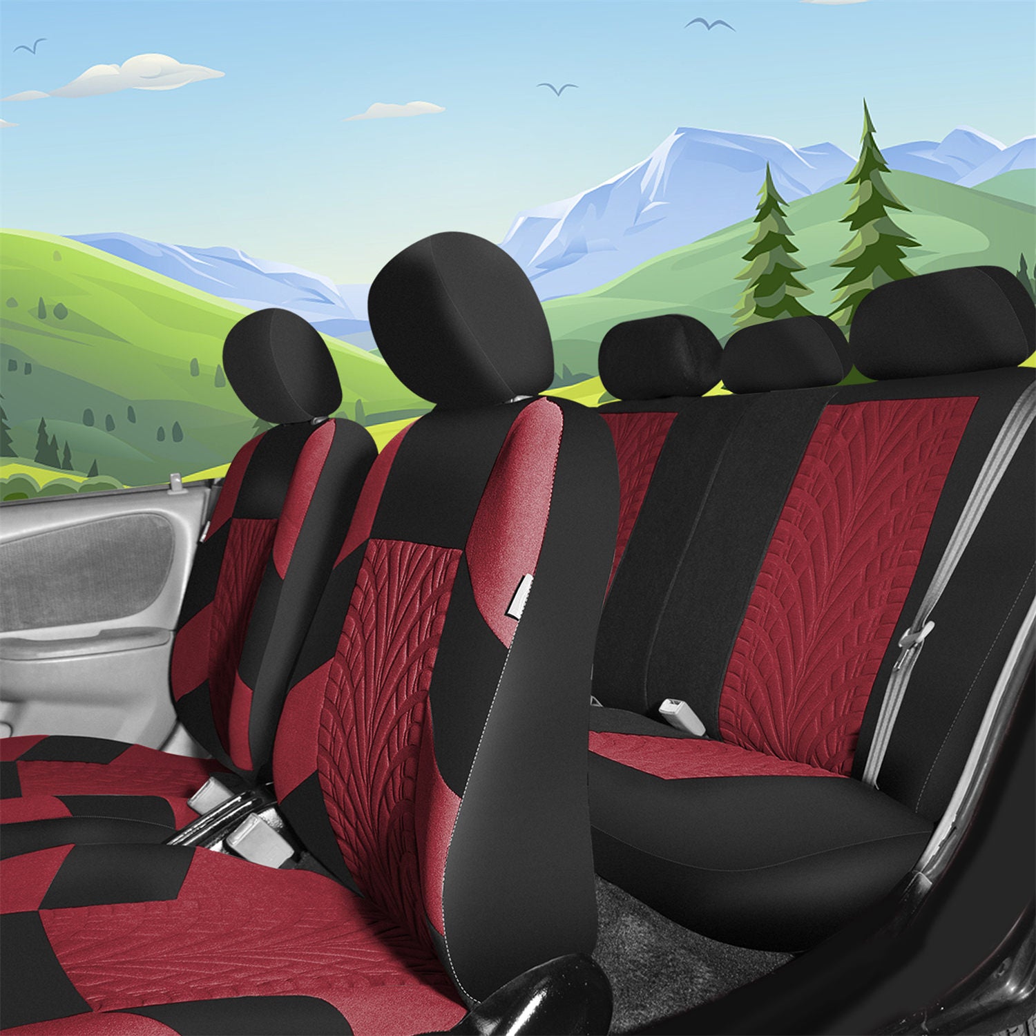 Travel Master Seat Covers - Full Set Burgundy