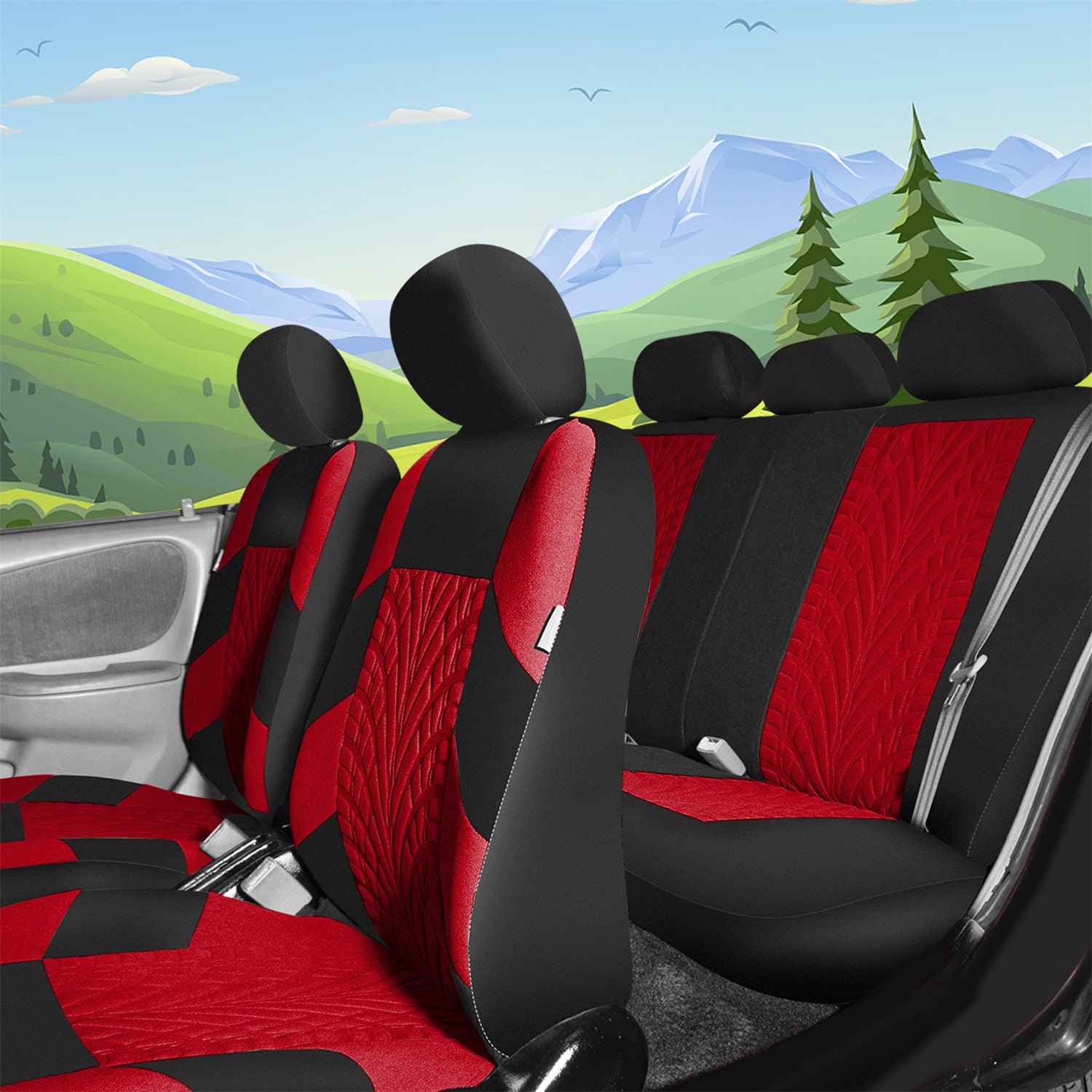 Travel Master Seat Covers - Full Set Red